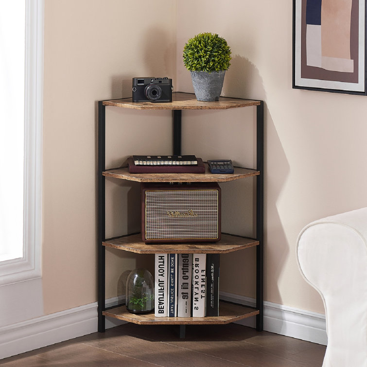 Kempst 4 Tier Corner End Table Trent Austin Design Top Color Base Color Gray Top Black Base